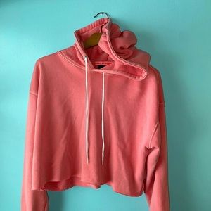 Coral Cropped Hoodie